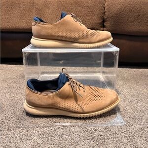 Cole Haan Tan Oxfords with Navy Details